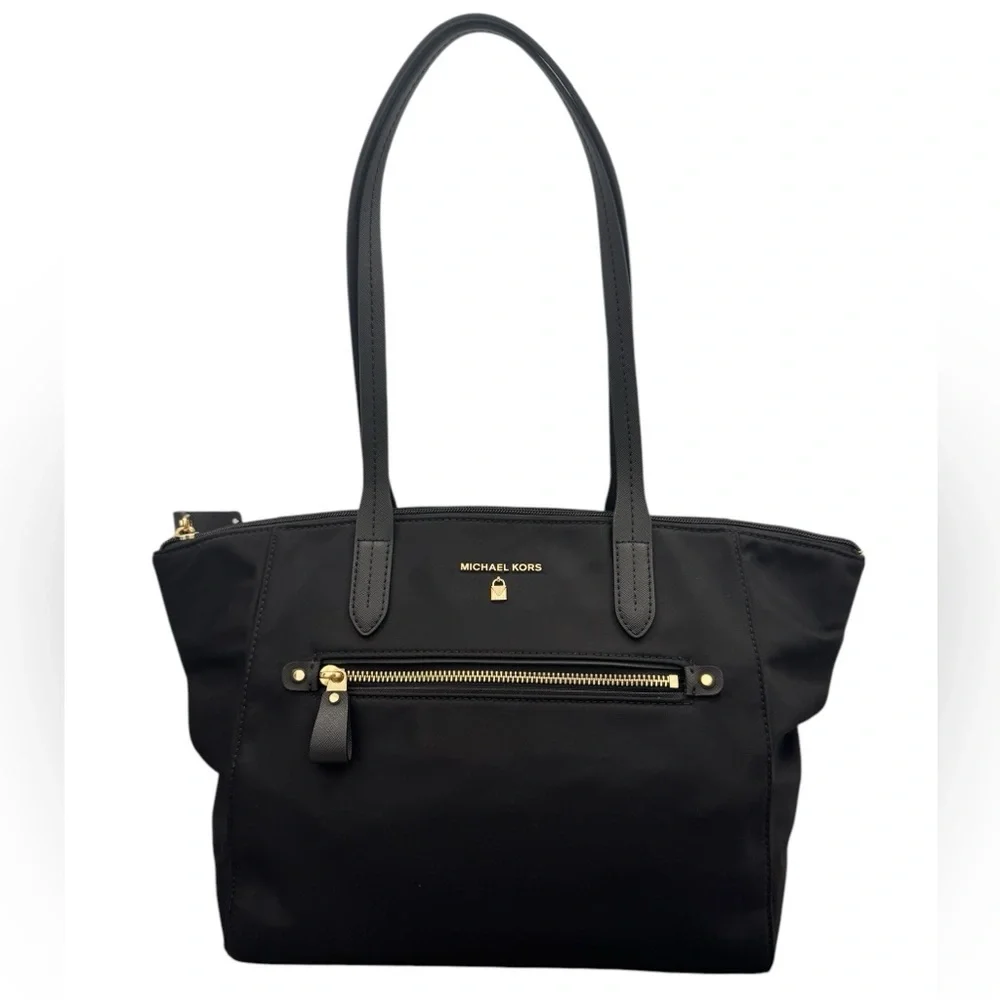 Michael Kors Black Nylon Tote Bag with Gold Hardware - Picture 1 of 10